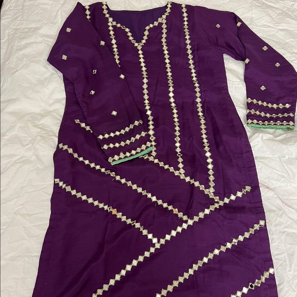 Purple semi formal Pakistani outfit